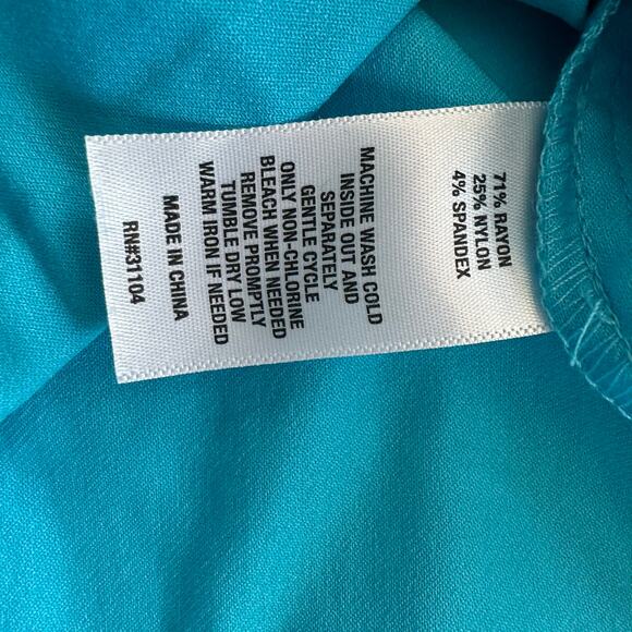 NWT Crown & Ivy Belk Aqua Pants women sz 4 petite turquoise ruffled hem spring - Picture 10 of 10